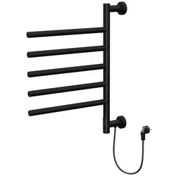 LuxeBath Handtuchwärmer Schwarz, 75 W – Modernes Design für warme Handtücher - Eleganter elektrischer Handtuchwärmer mit 5 schwenkbaren Armen und Timerfunktion. Ideal für die Wandmontage, sorgt er für warme Handtücher und passt sich harmonisch in jedes Bad ein.