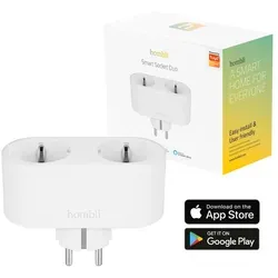 Hombli smarte zweifach Steckdose, weiß - Steckdosen & Zubehör – Verwandeln Sie herkömmliche Geräte in intelligente Lösungen und sparen Sie Energie mit der Hombli-App, die Ihnen die Kontrolle von überall ermöglicht.