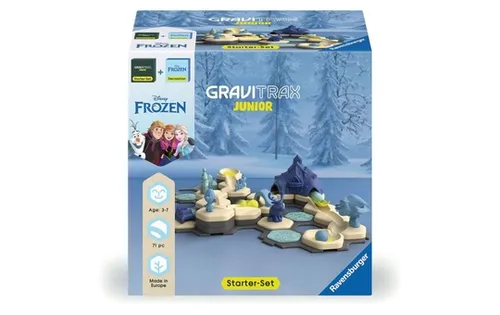 Ravensburger GraviTrax Junior Starter-Set Disney Frozen - Gesellschaftsspiel für Kinder ab 3 Jahren, interaktive Murmelbahn mit Frozen-Spielfiguren für kreatives Spielen und Dekorieren in der Eiskönigin-Welt.