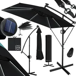 KESSER Ampelschirm Holly - Rechteckiger Sonnenschirm mit LED - Sonnenschirme, eleganter schwarz Ampelschirm mit integrierter LED-Beleuchtung für stimmungsvolle Abende im Freien.
