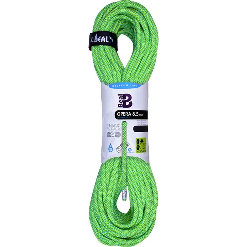 Beal Opera 8.5 mm Unicore - Leichtes Kletterseil - Einfachseil mit nur 50g/m, zertifiziert als Halb- und Zwillingsseil. Ideal für extremes Sportklettern und Alpinklettern, bietet es eine niedrige Fangstoßtechnologie und DRY COVER Imprägnierung.