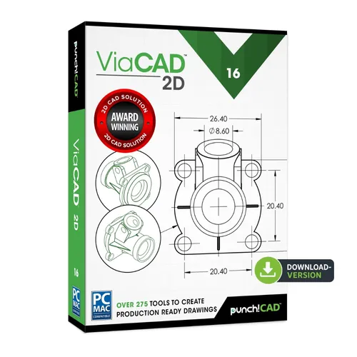 punch!CAD ViaCAD 16 2D VCAD162DW - Praktische 2D-CAD-Software für präzise technische Zeichnungen. Ideal für Anwender, die eine kostengünstige Lösung mit umfangreichen Funktionen suchen, ohne in teure Profi-Software zu investieren.