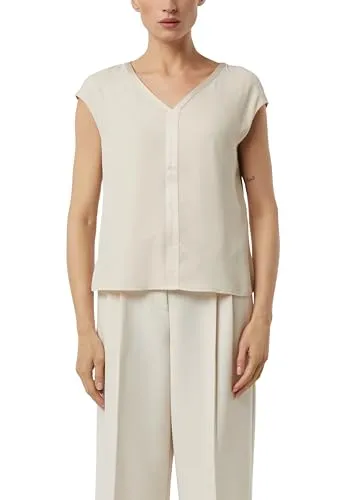 Blusenshirt COMMA Damen Gr. 38 in Vanilla - Elegantes Damen-Blusenshirt von Comma. Mit V-Ausschnitt und ärmellosem Design für vielseitige Styling-Möglichkeiten. Pflegeleichte Webqualität sorgt für hohen Tragekomfort.