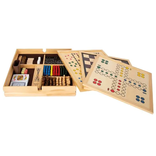 Small Foot Spielesammlung - 20 klassische Spiele in massiver Holzkiste - Umfangreiche Gesellschaftsspiele-Sammlung aus Holz mit 20 klassischen Spielen und 80 Spielvarianten. Ideal für Familienabende, sicher verstaut in einer stabilen Holzkiste.