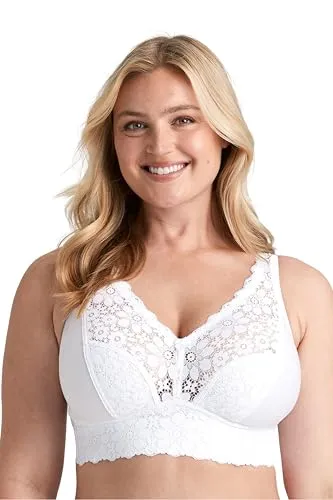 Miss Mary Lace Dreams Bra BH Weiß D 100 Damen - Funktionsunterwäsche - Weicher, bügelloser BH mit luxuriöser Spitze und Baumwolle für höchsten Komfort und eine perfekte Passform.