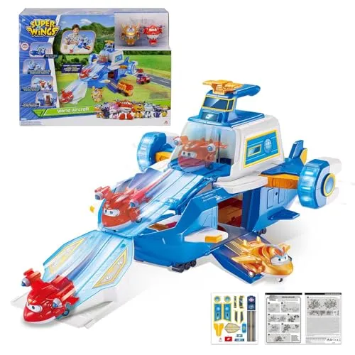Super Wings Spielset Airport World mit Transform-a-Bots - Spielfigur Spielsets – Erlebe mit dem Super Wings Flughafen und 2 verwandelbaren Figuren aufregende Abenteuer und fördere die Kreativität deines Kindes!