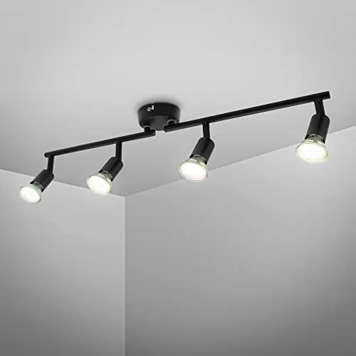 B.K.Licht Deckenlampe - Schwenkbar und Warmweiß - Vielseitige LED Deckenleuchte mit GU10 Fassung, ideal für jeden Raum. Schlichte, moderne Gestaltung mit 4 austauschbaren Leuchtmitteln, die warmweißes Licht spenden und eine Lebensdauer von ca. 20.000 Stunden bieten.