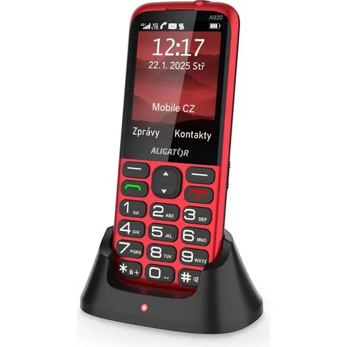 ALIGATOR A930 GPS Senior Handy rot - GPS Seniorenhandy mit großem Display und einfacher Bedienung, ideal für Sicherheit unterwegs. Notruftaste und lange Akkulaufzeit sorgen für schnelle Hilfe und Zuverlässigkeit.