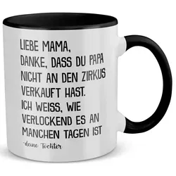 22Feels Tasse Mama Geschenk von Tochter Muttertag Geburtstag Mutter Weihnachten Frau, Keramik, Made in Germany, Spülmaschinenfest, Zweifarbig schwarz|weiß