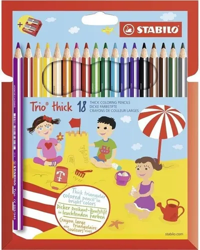 STABILO Trio® Swano Buntstifte farbsortiert, 18 St. - Schreibutensilien mit dreikantigem Schaft für angenehme Haptik und bruchgeschützten Minen – ideal für Kinder und Hobbykünstler!