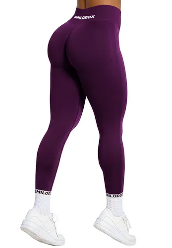 Smilodox Leggings Cetrina – Push Up Scrunch Leggings für Fitness und Alltag - Hochwertige, blickdichte Sporthose in Dunkel Lila, ideal für Gym und Yoga. Hoher Bund und nahtloses Design bieten optimalen Komfort und Bewegungsfreiheit.