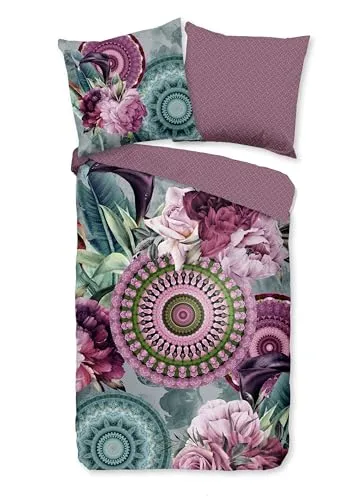 Traumschloss Satin Bettwäsche »Bandhura« - Bettwäsche-Set in Mint- und Rosatönen, 100% Baumwolle, atmungsaktiv und weich für luxuriösen Schlafkomfort.