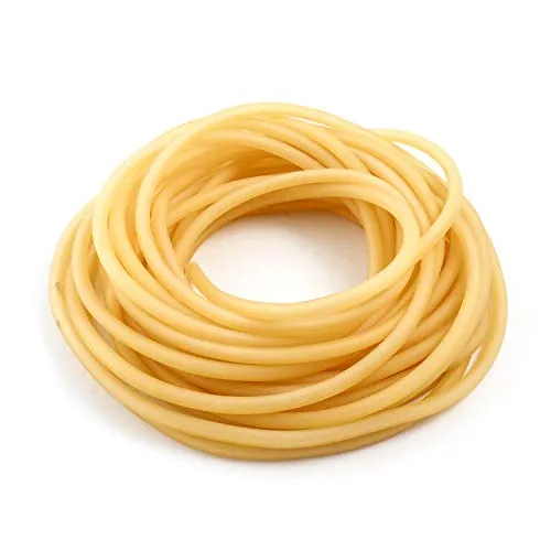 QWORK® Gummischlauch, Gummi Schleuder, Reiner Latex Bernsteinfarbener Rohr aus Naturkautschuk für Schleudern Katapult, Zuhause, Krankenhaus, Labor, 10 m, 6mm OD 4mm ID