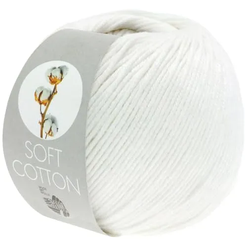 LANA GROSSA Soft Cotton | Weiches Baumwollgarn mit modernem Mikrofaseranteil | Handstrickgarn aus 70% Baumwolle & 30% Polyacryl | 50g Wolle zum Stricken & Häkeln | 140m Garn FB10