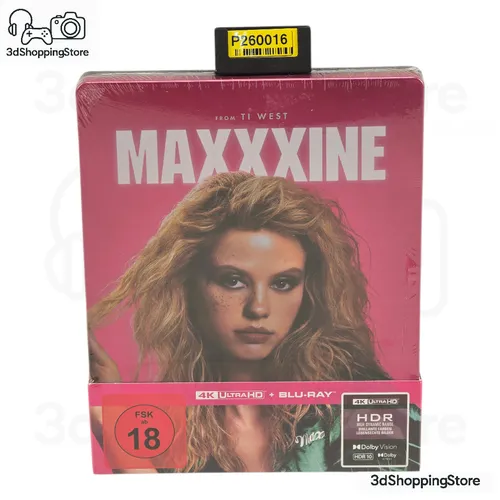 MaXXXine - Limitiertes SteelBook (4K Ultra HD) - Ultra-HD Film über Maxines Aufstieg zur Porno-Darstellerin und ihre Begegnung mit einem Serienmörder, limitiertes SteelBook für Sammler und Filmfans.