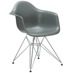 Vitra Stuhl Eames Plastic Armchair RE 63x83x59 cm granitgrau, Gestell: verchromt, Designer Charles & Ray Eames