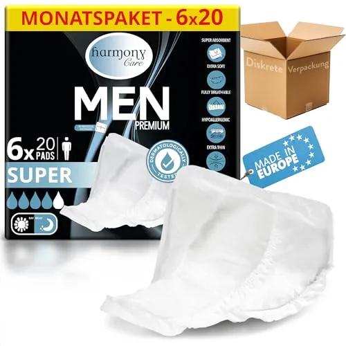 Harmony Care Inkontinenz-Einlage für Männer - Inkontinenzeinlagen mit hoher Saugkraft von 470 ml, speziell für Männer entwickelt – für maximale Sicherheit und Diskretion im Alltag.