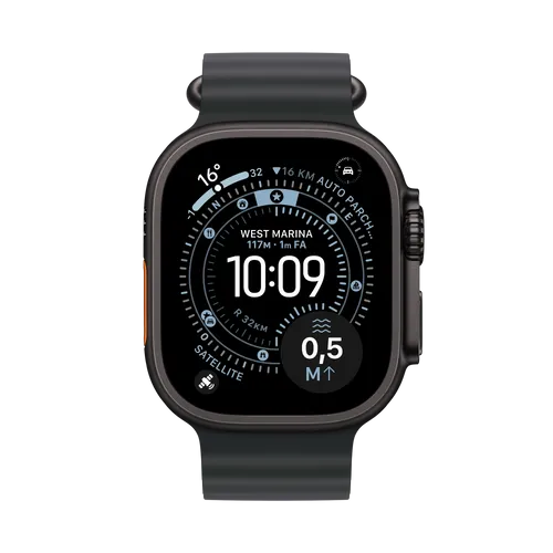 Apple Watch Ultra 3 GPS + Cellular 49mm mit schwarzem Titan-Gehäuse - Die ideale Sportuhr für Läufer mit fortschrittlichen Metriken und einer herausragenden Akkulaufzeit von bis zu 42 Stunden. Genießen Sie eine helle, gut ablesbare Anzeige und eine einfache Schlafüberwachung.