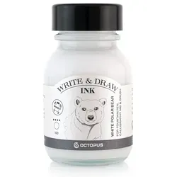OCTOPUS Fluids Write and Draw Ink White Polar Bear, Schreib- und Zeichentusche, 50ml Tintenglas (Set, 0-tlg) weiß 50 ml