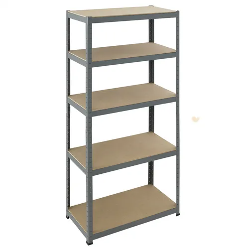 pro-bau-tec 10074 Schwerlaststeckregal 265 kg - Lagerregal mit TÜV/GS Süd geprüften Stecksystem, schraubenlos montierbar und umbaubar zur Werkbank. Ideal für hohe Tragkraft mit 5 MDF-Einlegeböden.