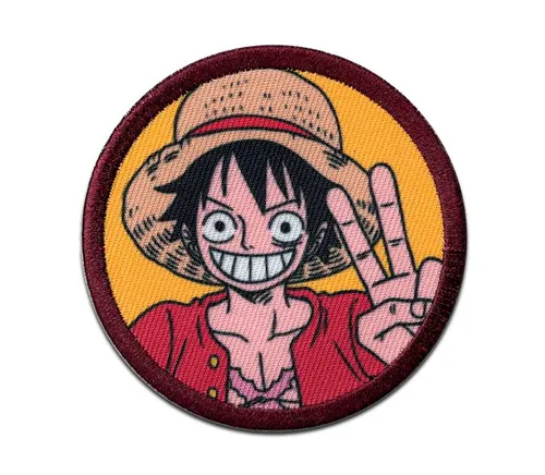 One Piece Aufnäher Bügelbild, Aufbügler, Applikationen, Patches, Flicken, zum aufbügeln, Polyester, Comercial Mercera One Piece Monkey D. Luffy - Größe: 6,5 x 6,5 cm