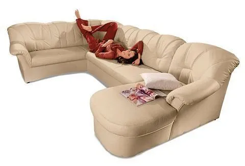 DOMO collection Wohnlandschaft Papenburg, zeitlose Rückensteppung, elegante Formensprache, U-Form, in großer Farbvielfalt, wahlweise mit Bettfunktion