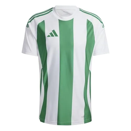 adidas Striped 24 Trikot weissgrün - Hochwertiges Sportshirt für Teams - Sportshirt mit schmaler Passform und Ribbed Rundhalsausschnitt, aus 100% recyceltem Polyester für nachhaltigen Komfort im Teamsport.