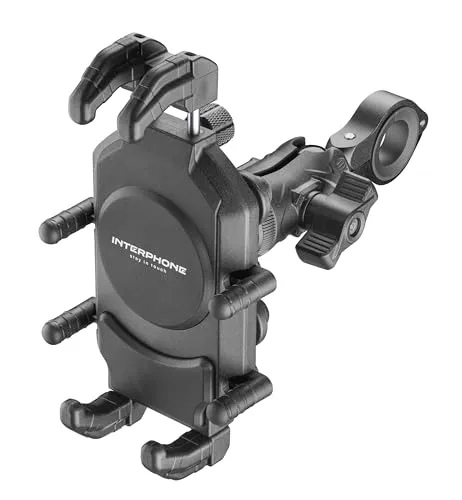 Interphone - Crab Rugged Pro Halterung mit Anti-Vibration, Universal-Handyhalterung für den Lenker von 5,4-7,2 Zoll, sichere und robuste Befestigung, mit verstärktem Gelenkarm