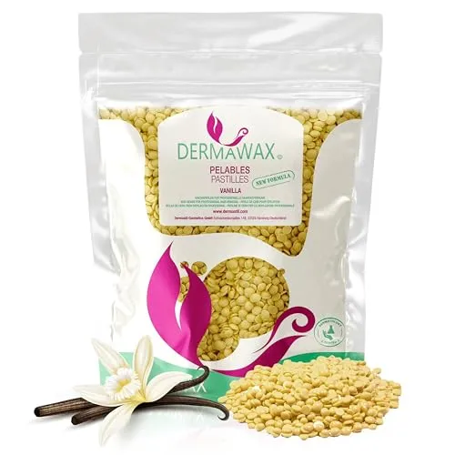 Dermawax Heißwachs Waxing Perlen Vanille (1 kg) – Professionelle Haarentfernung für Gesicht, Achseln, Arme, Rücken, Brust, Bikini & Intimbereich – Sanft & effektiv (1 kg, Vanille)