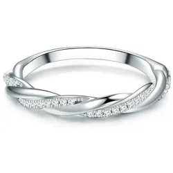 Trilani Damen Silberring in Wickeloptik - Ringe für Damen, aus 925/- Sterling Silber mit Zirkonia im Brilliantschliff, ideal als Geschenk in einer attraktiven Schmuckbox