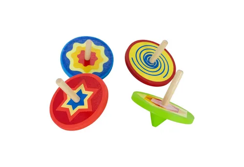 GICO Lernspielzeug GICO- Holzkreisel Set – 4 Kreisel als Mitgebsel für Kinder - 6468
