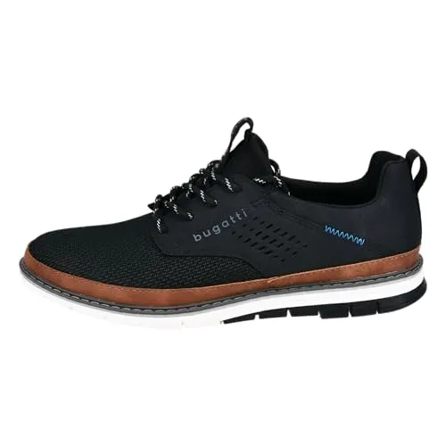 bugatti Herren Sneaker, Schwarz, Wechselfußbett - Herren-Sneaker mit schnürsenkeln, ideal für Freizeit und Alltag, ausgestattet mit einem praktischen Wechselfußbett für individuellen Komfort.