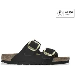 Birkenstock Arizona Big Buckle Ledersandalen für Damen - Wanderschuhe mit hochwertigem Nubukleder und anatomisch geformtem Kork-Latex-Fußbett für optimalen Komfort. Die große Fischgrätschnalle verleiht der klassischen Sandale einen eleganten Touch.