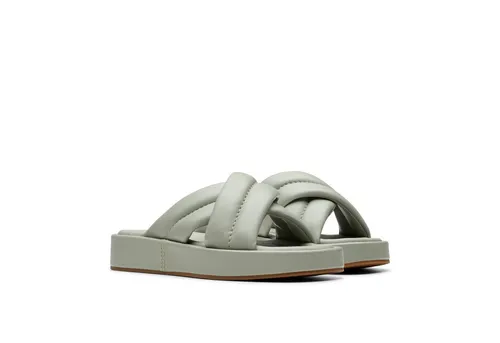 Clarks Damen Alda Glide Sandale - Leichte grüne Leder-Sandale, Größe 36 EU - Elegante Sandale aus atmungsaktivem Leder, bietet flexiblen Komfort und hohen Tragekomfort für jeden Anlass.