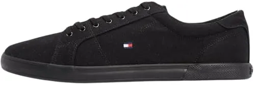 Tommy Hilfiger H2285ARLOW 1D Vulkanisierte Sneaker Herren, Schwarz (Black / Black), 47 EU - Herren-Sneaker mit stilvollem Design aus leichtem Baumwoll-Canvas und optimaler Passform für jeden Anlass. Ideal für entspannten Freizeitlook und hohen Tragekomfort.