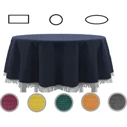 EXKLUSIV HEIMTEXTIL Gartentischdecke mit Fransen 160 cm rund blau - Outdoor-Tischdecken, wetterfest und pflegeleicht, ideal für Gartenpartys und Terrassen, abwischbar und in verschiedenen Farben und Größen erhältlich.