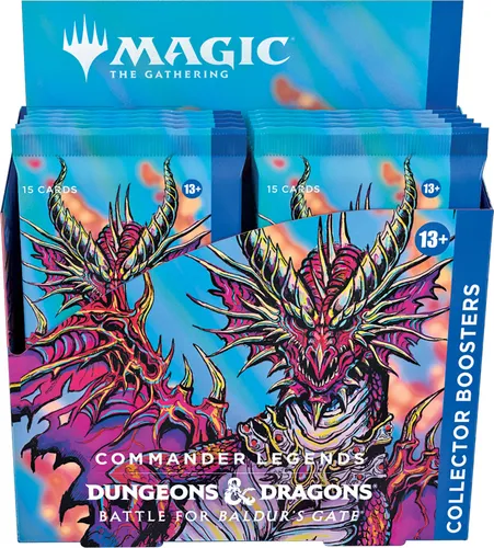 Wizards Of The Coast Magic The Gathering Commander Legends: Baldur's Gate Collector Booster Box - Sammelkarten - Enthält 12 Booster mit 15 Karten, darunter seltene und glänzende Foil-Karten, perfekt für Dungeons & Dragons-Fans!