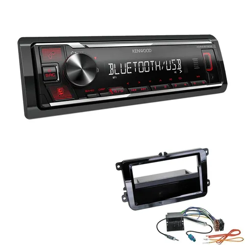 Kenwood 1-DIN Autoradio Bluetooth USB AUX für VW Polo 6R - piano black - Modernes 1-DIN Autoradio mit USB, AUX und Bluetooth für VW Polo 6R (2009-2014). Genießen Sie Musik-Streaming und Freisprechanrufe in eleganter piano black Optik.