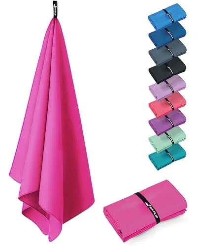 Fit-Flip Microfaser Handtücher - kompakt und leicht – für Reisen, Sport und Strand - Mikrofaser Handtuch schnelltrocknend – als Sauna und Badetuch groß (1x 120x60cm, Deep Pink)