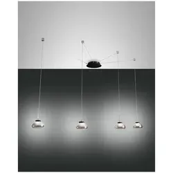 Fabas Luce Arabella Pendelleuchte mit Smartluce LED - Elegante Pendelleuchte aus Metall und geblasenem Glas, 4x8W LED dimmbar, 5 Jahre Garantie auf LEDs, ideal für individuelle Lichtgestaltung.