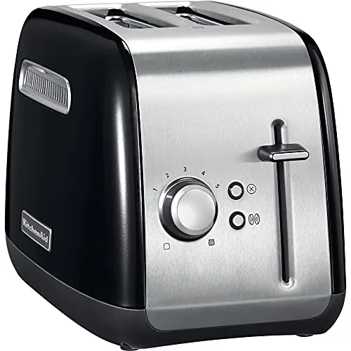 KitchenAid CLASSIC 2-Scheiben-Toaster schwarz - Toaster mit 5-stufigem Bräunungsregler, ideal für perfektes Toasten. Extra breite Schlitze und Bagel-Taste sorgen für gleichmäßige Ergebnisse und einfachen Genuss.