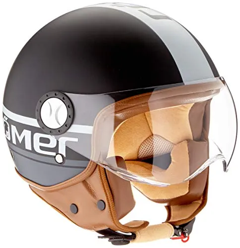 Römer Helmets Motorradhelm Fight, Matt Schwarz/Silber, Größe S - Motorradhelm mit leichtem Design (1050g) für maximalen Tragekomfort. Ideal für Cityfahrten und Cruisen, kombiniert mit hochwertigem Innenfutter aus Microfaservlies.