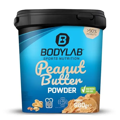Bodylab24 High Protein Peanut Butter Powder Light 960g - Brotaufstrich mit 98% Erdnüssen und nur 10-11g Fett pro 100g, ideal für kalorienbewusste Genießer.