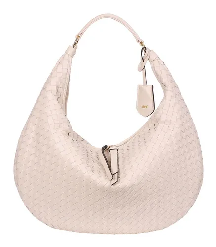 Abro Schultertasche Hobo Bag Nana aus echtem Leder, Beige - Schultertasche aus 100% echtem Leder, mit Two Way Zipper und verstärktem Tragegriff – stilvoll und praktisch für jeden Anlass.