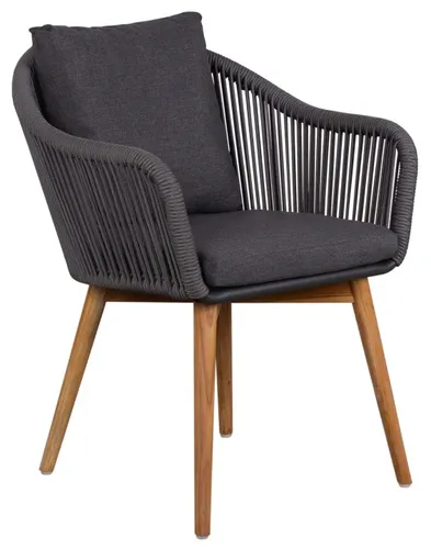 Diningsessel Solana Rope dark grey inkl. Kissen - Gartensofa mit witterungsbeständigem Aluminium und eleganter Rope-Bespannung für höchsten Komfort und stilvolles Ambiente im Freien.