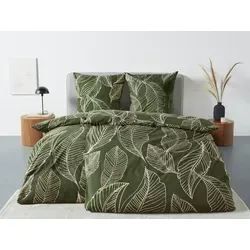 Bettwäsche OTTO PRODUCTS "Jonna in Gr. 135x200 oder 155x220 cm", grün, B/L: 135cm x 200cm, , Renforcé, B/L: 80cm x 80cm, Renforcu00e9, Obermaterial: 100% Baumwolle, Bettwäsche, Bettwäsche aus Bio-Baumwolle, Bettwäsche mit natürlichem Design