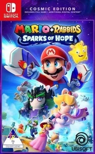 Mario + Rabbids Sparks of Hope - Cosmic Edition für Switch - Erlebe spannende Abenteuer mit einem Team aus neun einzigartigen Helden. Besiege neue Bosse und vertraute Feinde in der Galaxie. Nutze die besonderen Kräfte der Sparks für strategische Kämpfe!
