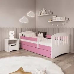 Praktisches Kinderbett 160x80 mit Matratze & Rausfallschutz in Rosa - Hochwertiges Kinderbett aus stabiler MDF-Platte mit abgerundeten Kanten für maximale Sicherheit. Inklusive Kaltschaummatratze und praktischer Schublade für Ordnung im Kinderzimmer. Ideal für einen erholsamen Schlaf!