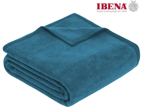 Ibena Porto Decke 150x200 cm – Kuschelige Baumwollmix Decke in Petrol - Wohn- & Kuscheldecken: Hochwertige, wärmende Kuscheldecke aus 58% Baumwolle, maschinenwaschbar und ideal für gemütliche Abende im Frühjahr, Herbst & Winter.