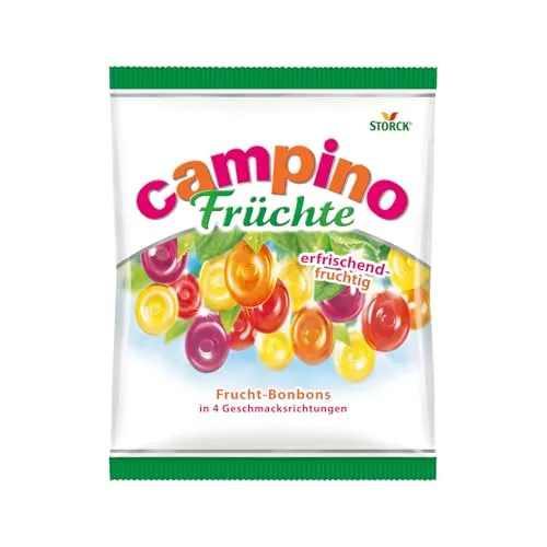 Campino Früchte – 1 x 325g – Fruchtige Bonbons für jeden Anlass - Süßes & Knabbereien: Leckere Fruchtbonbons in Zitrone, Orange, Kirsche und schwarzer Johannisbeere – perfekt zum Teilen oder selbst genießen, ideal für unterwegs.